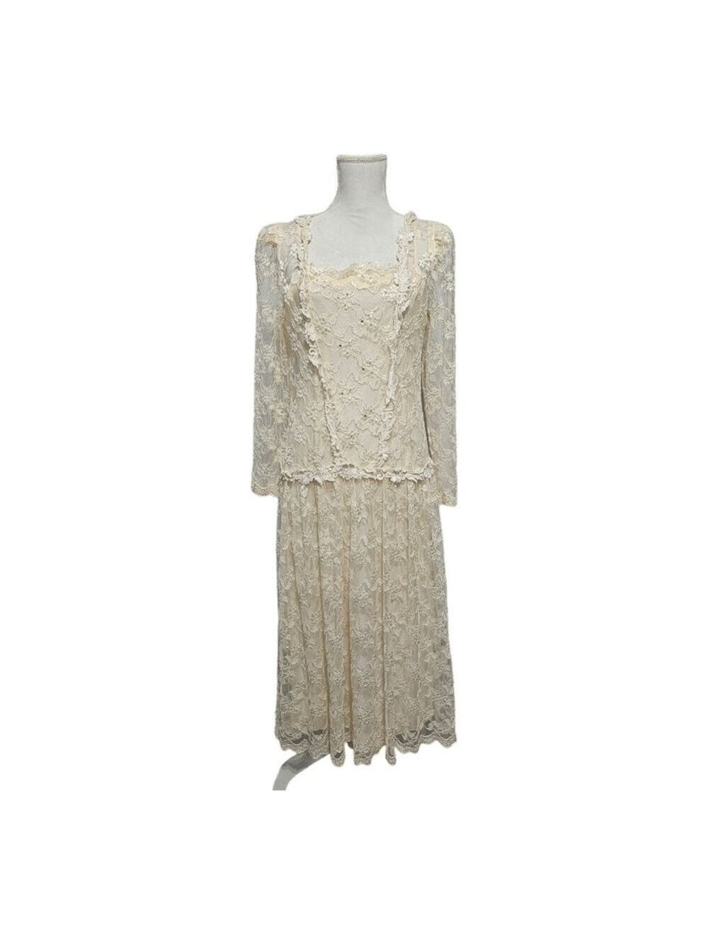 Vintage Victorian Wedding Dress READ Floral Lace Theater Cottage Bohemian